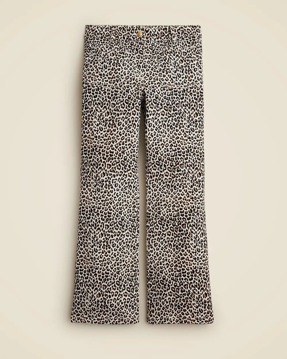 J.Crew Womens 33 High Rise Kickout Jeans Sailor Pockets Leopard Print Maximalist